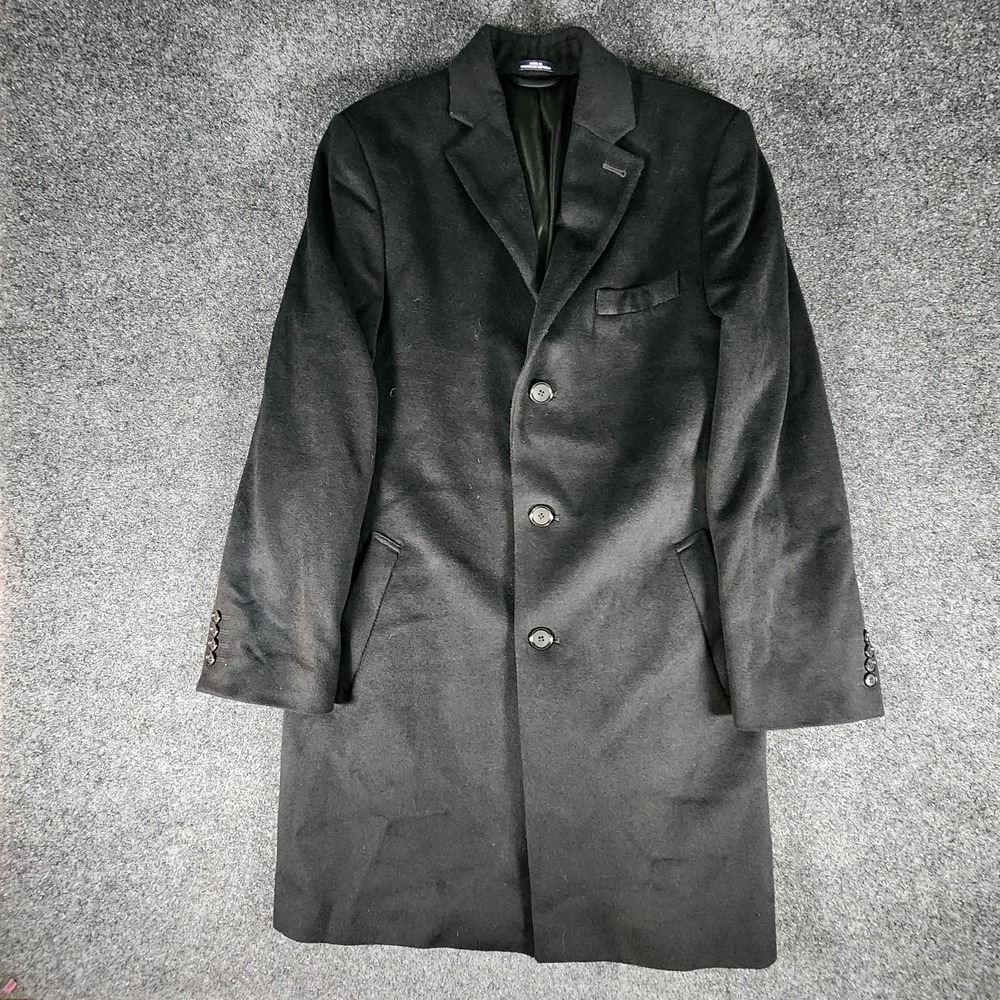 Stafford Overcoat Top Coat Winter Coat Men's 38S Black Wool blend Casual Preppy - Picture 1 of 11
